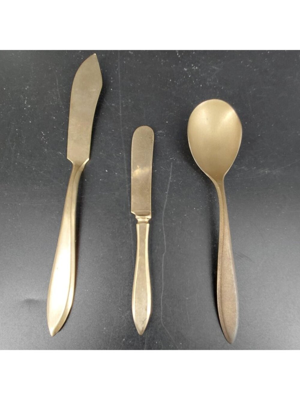 Dirigold Regal Flatware Set 3 Dirilyte Alloy Gold Spoon Knives Butter Serve